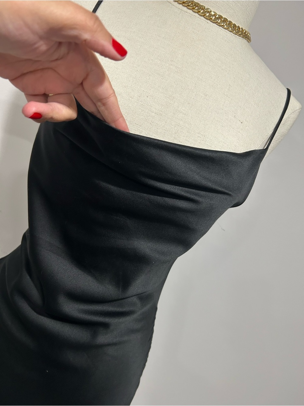 Topshop Black Satin Mini Slip Dress with Cowl Neck - Picture 3 of 6